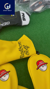 Cover gậy golf XXIO chất liệu da ngoài bên trong lót nỉ - Combo 4 cái bảo vệ cho bề mặt gậy golf