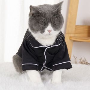 Pet Clothes Elegant Pet Pajamas Soft Shirt Sleepwear Black / Pink