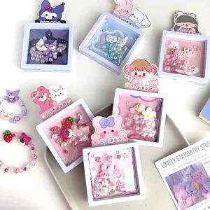 DIY Gelang Manik Cute Beaded Bracelet Cartoon Charm Crystal Jewelry Fashion Gift Set Handmade Craft Untuk Girls ✨