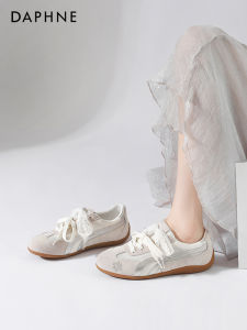 Daphne Ballet Style Lace Sports Shoes Womens Flat Bottom Breathable Casual Board Shoes Comfortable All-Season Low Top