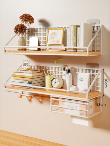 Wall Mounted Storage Rack Bookshelf Bedside Basket Dormitory Good Things No Punching Wall Surface Floating Board Storage Rack