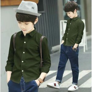 KEMEJA ANAK POLOS LENGAN PANJANG USIA 9-12 TAHUN BANYAK VARIAN WARNA