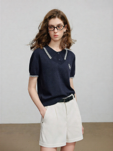 Toyouth | Áo Knit Hai Mảnh Cổ Đôi Ảo Ngắn Tencel Thêu