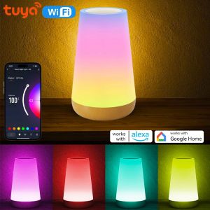 USB Rechargeable Tuya WiFi Smart Table Lamp Dimmable App Voice Control Desk Lamp RGB Touch Lamps Bedroom Night Light for Alexa
