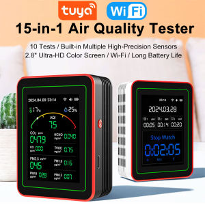 Tuya WiFi 15 in 1 Air Quality Detector CO/CO2/HCHO/TVOC/AQI/PM0.3/PM1.0/PM2.5/PM10/Temperature/Humidity/AQI Air Quality Monitor