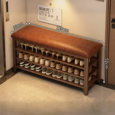 YONGJUE | Install-free Real Wood Entryway Bench with Shoe Storage