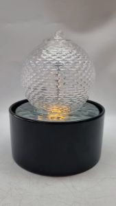 น้ำล้นน้ำพุตั้งโต๊ะ รุ่นโดมแก้วsize.M 99069 น้ำตกตั้งโต๊ะเสริมฮวงจุ้ย น้ำพุล้นแต่งบ้านสวยๆ