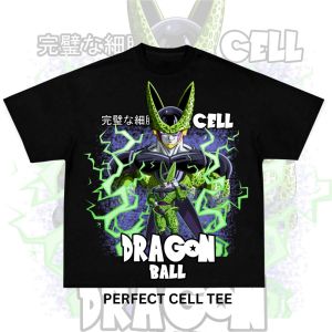 Bandai | Dragon Ball Mens and Womens T-shirt Cell Anime Tee Summer Spring Boys Short Sleeves Hip-hop Punk Parent-child Outfits