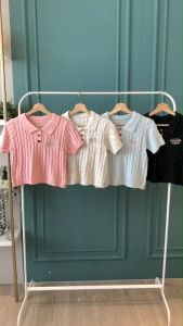 BL20956 Color Sprinkles Braid Knit Polo Top