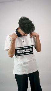 Middlehigh Vintage Short Rugby Polo Shirt - White Strip