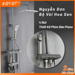 KOYOT Bộ Vòi Hoa Sen 4 Nút Thiết Kế Phím Đàn Piano Xám 4 Trong 1 Đứng Hình Vuông Cổng Nước Vào ở Bên Hông Sen Tắm Tăng