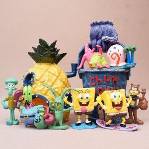 海绵宝宝 派大星 蟹老板 手办公仔 模型 水族箱 鱼缸 造景 车摆件 装饰玩具