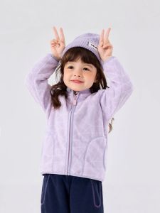 Spring Autumn Fleece Lined Stand Collar Jacket for Girls Lightweight Versatile Style School Uniform Inner Wear Casual Fashion