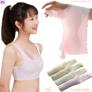 2-Bộ chi tiết lụa băng cô gái tuổi teen áo Ngực Đồ lót trẻ em Cô gái của sinh viên Latex miếng độn ngực áo ngực thể thao cho cô gái tuổi teen