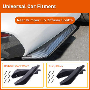Universal Car Rear Bumper Lip Diffuser Splitter Spoiler Scratch Protector Black Carbon Fiber Rear Lip Wrap Angle Splitters 2pcs