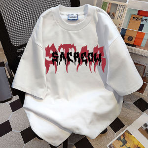 2024 Summer New Arrival American Retro Trendy Handsome Printed All-Matching Mens and Womens Ins Loose Heavy Weight Pure Cotton Short Sleeve