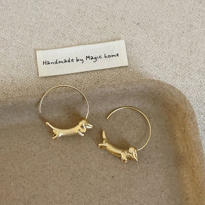 Matte Dachshund Ear Rings Niche Luxury Design Sense Cute Fashionable and Versatile Earrings Creative Personality Jewelry Gifts