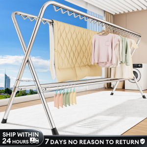 ORDNEVO Hanging Clothes Rack Foldable Sampayan Stainless Indoor Heavy Duty Sampayan Indoor Outdoor