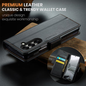 เคสโทรศัพท์หนังแบบพับพร้อมระบบชาร์จไร้สายสำหรับ Samsung Galaxy Z Flip 6 5 Z Flip6 Z Flip5 เคสฝาหลังแบบพับตั้งกันกระแทก case