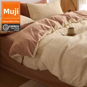 WUYINLIANGPIN | Bộ Đồ Chăn Ga Gối Bông Tinh Tế Họa Tiết Sọc/Caro Đơn Giản