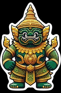 ยักษ์ พระพุทธเจ้า Thailand ไทย มวยไทย สงกรานต์ Phuket sticker vintage ticket สติกเกอร์กันน้ำ 25-50ชิ้น