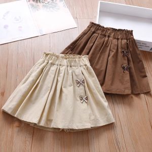 Girls Summer Cotton Short Pants Five-Quarter Casual Skort Childrens Breathable Comfortable Elastic Waistband Korean Style Skirt