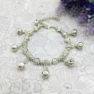 Bohemian Dân Tộc Phong Cách Retro Vòng Tay Bạc Tây Tạng Nữ Chuông Charm Mắt Cá Chân Chuỗi Biểu Diễn Múa Trang Sức Bạc