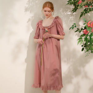 XEXZ | Comfortable Long Pure Cotton Womens Nightgown XEXZ Summer New Style French Style Sleepwear Casual Home Leisure Cotton Dress