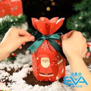 Hộp Đựng Quà Giáng Sinh Hoa Sen / Hộp Giấy Đựng Quà Noel Kết Nơ Hoa Nhiều Mẫu M241