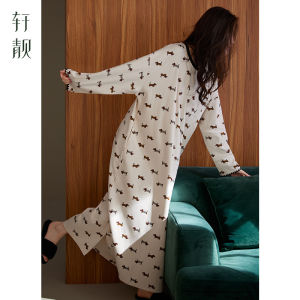 New Autumn and Spring Cotton Long Sleeve Extra Long Dress Homewear