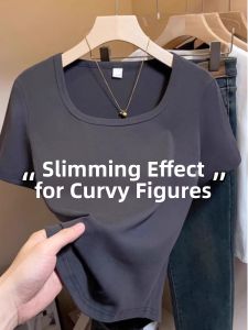 Slimming Large Code Square Neck Tee