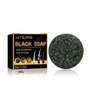 ผมสีดําแชมพูสบู่ซ่อมสีเทาสีขาวผม Smoothing Nourishing ทําความสะอาดหนังศีรษะขจัดรังแคสบู่ย้อมผมธรรมชาติ