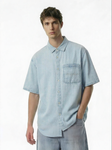 Jack Jones | Tencel Mens Short Sleeve Shirt Embroidered