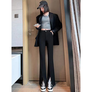 Quần Ống Loe Cạp Cao Thời Trang Cho Nữ Mùa Xuân Thu Quần Dài Thường Ngày Ôm Vừa Vặn Cạp Cao Có Nút Cài Túi Quần Dài