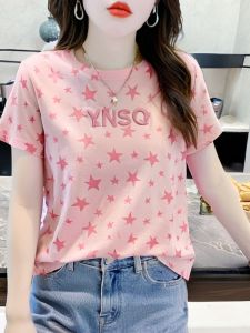 Áo Thun Nữ Tay Ngắn Mùa Hè Màu Trơn Đa Năng Thiết Kế Mới 2025 Thời Trang Hợp Thời Trang Vai Áo Cotton Thường Ngày