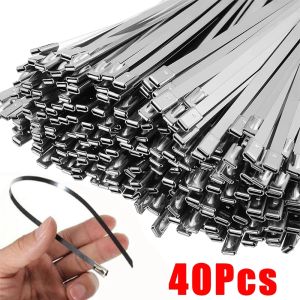 20/40Pcs Stainless Steel Cable Ties Self-sealing Fastening Ring Cable Tie Multi-Purpose Metal Hardware Cable Organizer