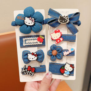 Girls Fashionable Titanium Cat Hair Clip Childrens Denim Hair Accessories Elegant Hair Bands for Straight And Curly Hair