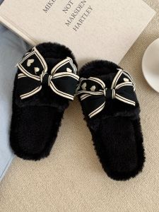 Dép Bông Mềm Mại Thời Trang Hàn Quốc Cho Nữ Dép Đi Trong Nhà Chống Trượt Ấm Áp Mùa Thu Đông Dép Cotton