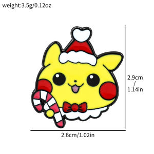 Bandai | Xmas Holiday Cartoon Animal Enamel Pin Kawaii Santa Hat Anime Character Brooches Decorative Metal Pins for Backpack Unique Gift