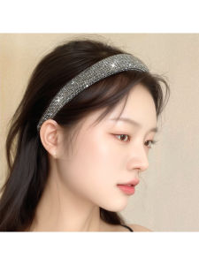 Womens Summer Trendy Diamond-Encrusted Headband High Hairline Alligator Clip ElegantLuxurious Wide-Brim Hairband