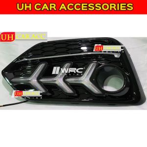 HONDA CIVIC FC Si 2016 - 2021 FISH BONE DESIGN FOG LAMP COVER DRL DAYLIGHT WITH RUNNING SIGNAL