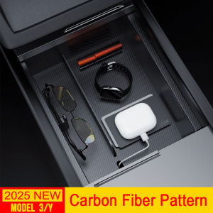 For Tesla New Model Y Juniper Launch 2025 Model 3 Highland Storage Box Organizer Center Console Trays Drawer Armrest Accessories