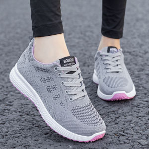 Women Korean Style Mesh Breathable Sneakers Jogging Shoes LightWeight Flat Leisurel Black Rubber Running Shoes For Women On Sale