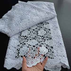 White African Guipure Lace French Water Soluble Lace Fabrics Nigerian Cord Lace Fabric 2025 High Quality 5 Yards For Wedding Sew