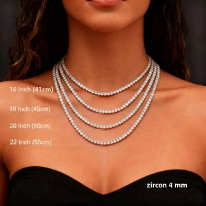 Dây Chuyền Zircon YLMyself Bạc 925 Kiểu Tennis 2mm 3mm 4mm 16-24 Inch Trang Sức Sang Trọng Sáng Bóng Dành Cho Nữ Nam Phong Cách Hip Hop Rock