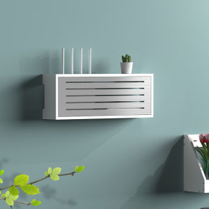 กล่องเก็บของสําหรับเราเตอร์ Wifi จากไม้ ฝาปิดช่องเสียบสายทีวีติดผนัง ตู้เก็บของแมว ชั้นวางไม่ต้องเจาะสําหรับห้องนั่งเล่น