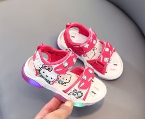 Sandal Anak Perempuan Sendal Selop LED Motif HELLO KITTY JPR-02 kualitas Import Khusus Anak Cewek