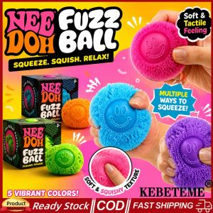 KEBETEME Nee Doh Fuzz Ball Squishy Stress Relief Fidget Toy Soft Tactile Spiky Squeeze Ball 5 Vibrant Color Smiley Decompression Toy for Kids Anxiety Relief