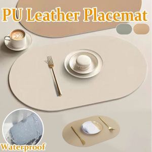 PU Leather Placemat Heat-Resistant Oval Shape Dinnerware Mat Nordic-Style Oil-proof Insulation Pad