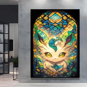 KAYOU | Pokemon Wall Painting Bulbasaur Pikachu Cartoon Characters Brightly Colored Garden Themed Elegant Home Living Room Decor